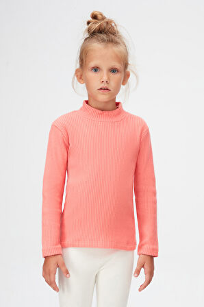 Somon Kız Çocuk Yarım Balıkçı Kaşkorse Uzun Kol Tişört