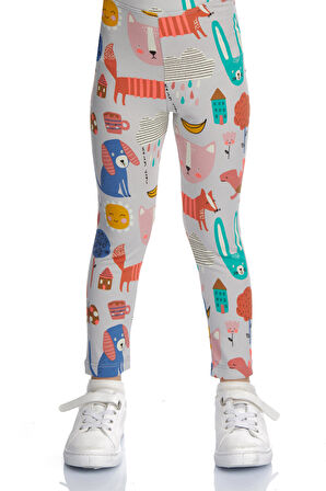 Roaring Animals Kız Çocuk Desenli Yazlık Tayt