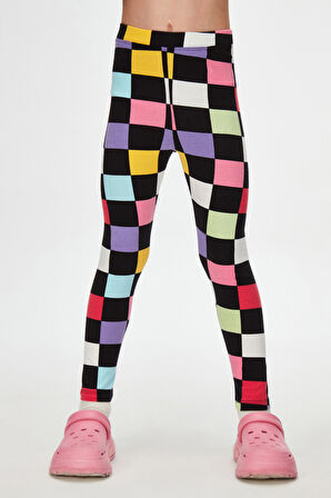 Op Art Chechers Kız Çocuk Desenli Yazlık Tayt