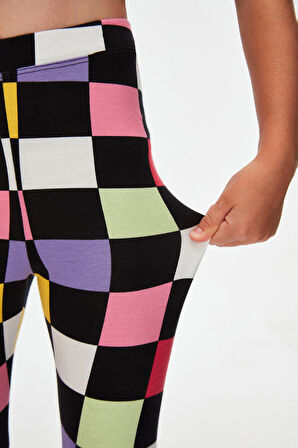 Op Art Chechers Kız Çocuk Desenli Yazlık Tayt