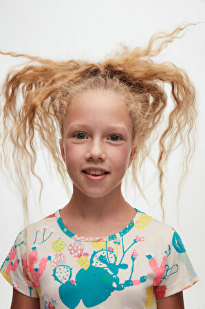 Spring Cactus Kız Çocuk Desenli Kısa Kollu Elbise