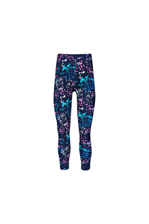 Koyu Lacivert Kız Çocuk Spray Colors Desen Tayt