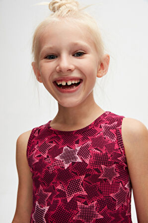 Pointing Stars Kız Çocuk Desen Kolsuz Elbise