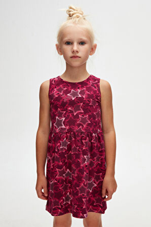 Pointing Stars Kız Çocuk Desen Kolsuz Elbise