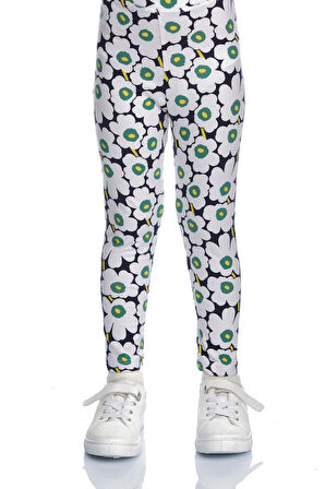 Flower Clouds Kız Çocuk Desenli Yazlık Tayt