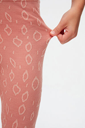 Somon Damla Desen Jakarlı Kız Çocuk Tam Boy Tayt