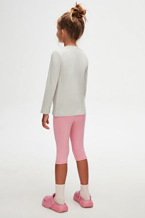 Duman Gri Basic Unisex Çocuk Mevsimlik Sıfır Yaka Uzun Kollu Tişört