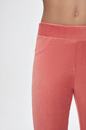 Somon Kız Çocuk Cepli Fitilli Kadife Tayt