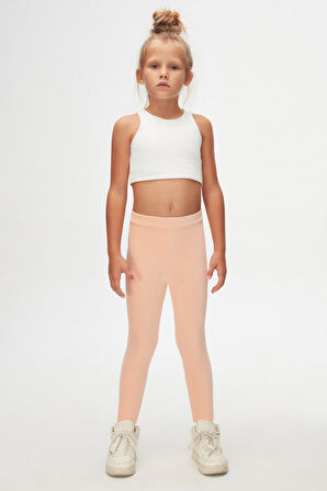 Pudra Pembe Kız Çocuk Fitilli Kadife Tayt