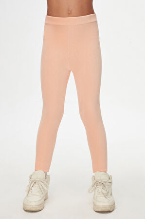 Pudra Pembe Kız Çocuk Fitilli Kadife Tayt