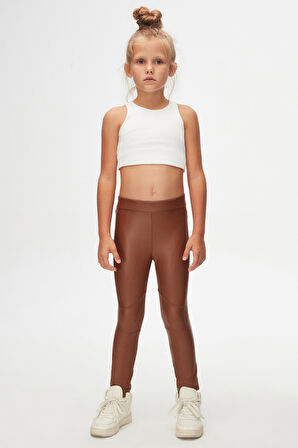 Taba Kız Çocuk Kışlık Deri Pantolon