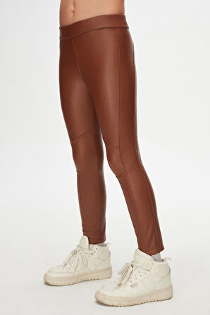 Taba Kız Çocuk Kışlık Deri Pantolon