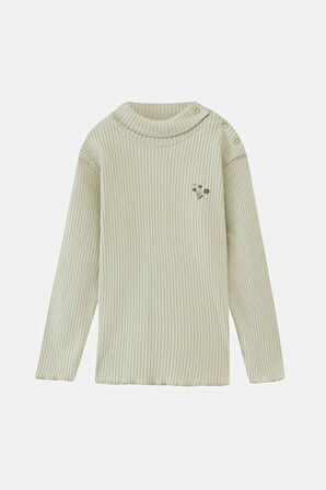 Açık Çağla Yeşil Çiçek Baskılı Kız Çocuk Kaşkorse Alt Üst Takım