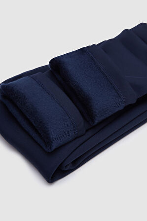 Koyu Lacivert Kız Çocuk İçi Peluş Extra Kalın Kışlık Tayt