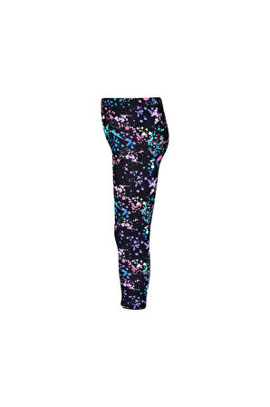 Siyah Kız Çocuk Spray Colors Desen Tayt