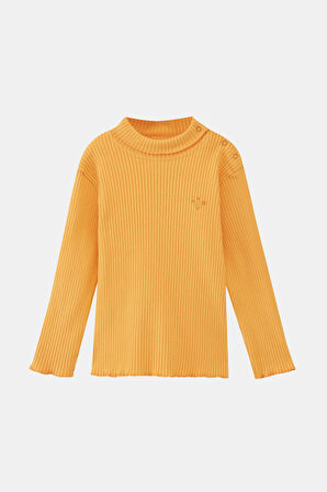 Kadmium Sarı Çiçek Baskılı Kız Çocuk Kaşkorse Alt Üst Takım