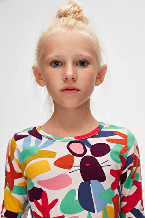 Kız Çocuk Cutouts Foliage Desen Uzun Kol Elbise