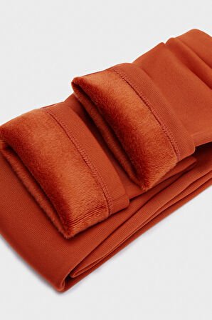 Kiremit Kız Çocuk İçi Peluş Extra Kalın Kışlık Tayt