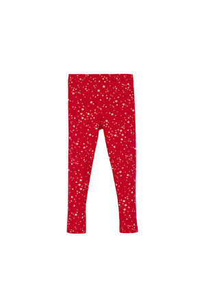 Kırmızı Cosmic Stars Kız Çocuk Yazlık Desenli Tayt