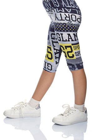 Sporty Glam Kız Çocuk Desenli Diz Altı Tayt Kapri