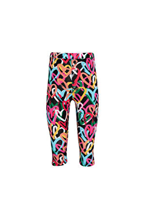 Graffiti Hearts  Kız Çocuk Baskılı Diz Altı Tayt Kapri