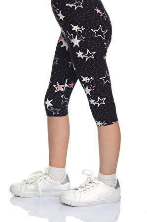 Crayon Stars Kız Çocuk Desenli Diz Altı Tayt Kapri
