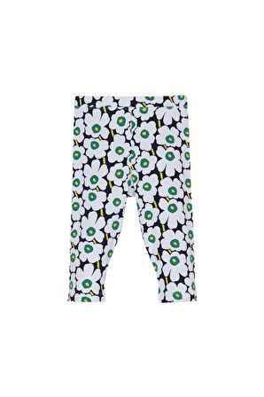 Beyaz Flower Clouds Kız Çocuk Desenli Diz Altı Tayt Kapri