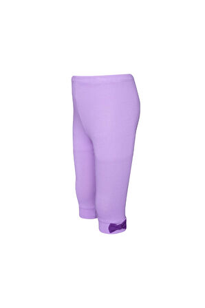 Lila Basic Kız Çocuk Fiyonklu Diz Altı Tayt Kapri
