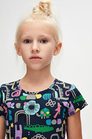 Cutouts Animal Kız Çocuk Desenli Kısa Kollu Elbise