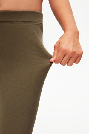 Kamuflaj Yeşil Basic Kız Çocuk Kışlık Tayt