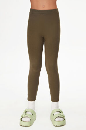 Kamuflaj Yeşil Basic Kız Çocuk Kışlık Tayt