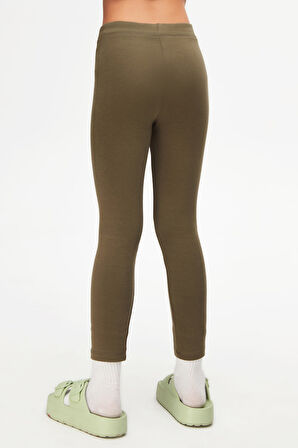 Kamuflaj Yeşil Basic Kız Çocuk Kışlık Tayt