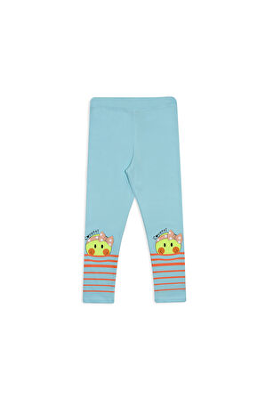 Uçuk Turkuaz Marin Smile Baskılı Kız Çocuk Mesimlik Tayt