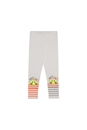 Ekru Marin Smile Baskılı Kız Çocuk Mesimlik Tayt