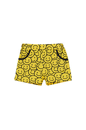 Smile Desen Kız Çocuk Çepli Şort