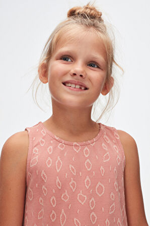 Somon Damla Desen Kız Çocuk Fırfırlı Çan Etekli Elbise