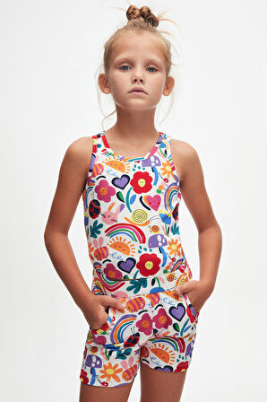 Little Friends Kız Çocuk Desenli Cepli Şort