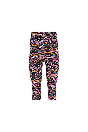 Colorful Waves Kız Çocuk Desenli Diz Altı Tayt Kapri