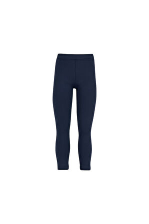 Açık Lacivert Kız Çocuk Dekoratif Cepli İçi Peluş Extra Kalın Kışlık Tayt