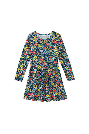 Kız Çocuk Farm House Desen Uzun Kol Elbise