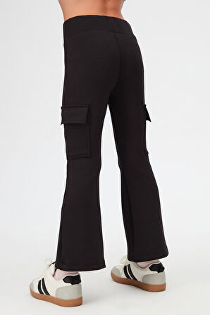 Siyah Kız Çocuk Skuba Kargo Cepli Pantolon