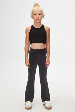 Antrasit Fitilli Kadife İspanyol Paça Pantolon