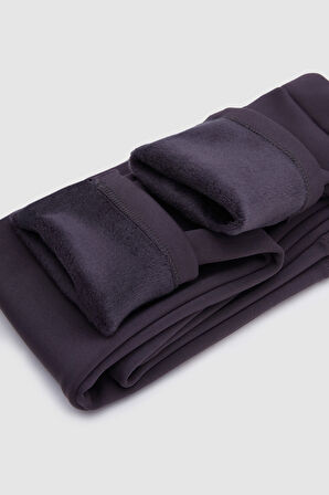 Antrasit Kız Çocuk İçi Peluş Yan Panel Tüylü Extra Kalın Kışlık Tayt