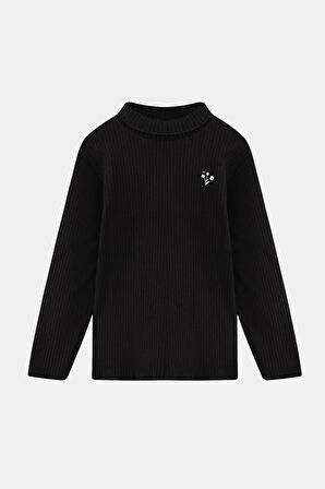 Siyah Kız Çiçek Baskılı Kız Çocuk Kaşkorse Alt Üst Takım