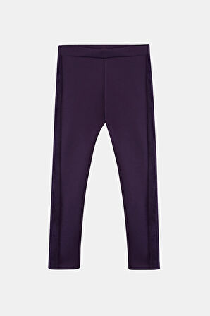 Mor Kız Çocuk İçi Peluş Yan Panel Tüylü Extra Kalın Kışlık Tayt