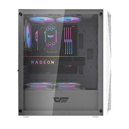 Zoko Melody White 4x12cm Autoring Rainbow Fanlı Temperli Cam Mesh Panel Bilgisayar Kasası