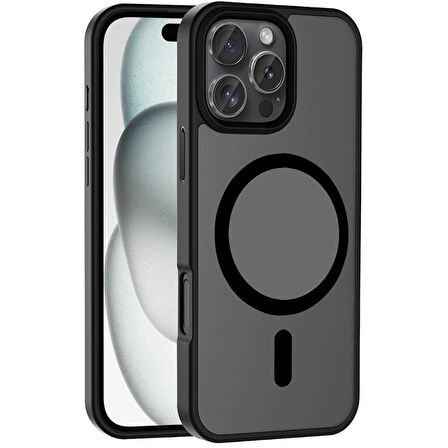 Apple iPhone 16 Pro Max Kılıf Mat Arka Yüzey Wireless Şarj Özellikli Sio Kapak