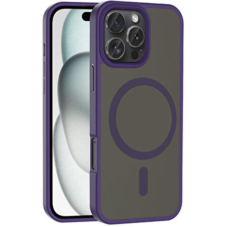 Apple iPhone 16 Pro Max Kılıf Mat Arka Yüzey Wireless Şarj Özellikli Sio Kapak