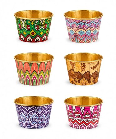 Cupcake Kapsülü 24'lü Mandala Desenli Gold Varaklı Asetat Kutulu Kek ve Muffin Pişirme Kapsülü