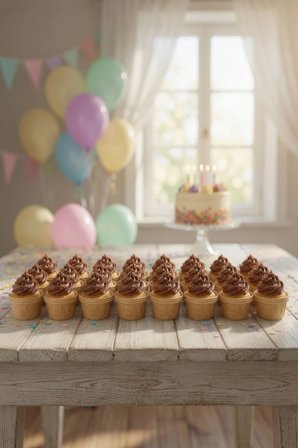 Cupcake Kapsülü 24'lü Kraft Yazılı Lamineli Asetat Kutulu Muffin Kek Sunum ve Hediye Seti